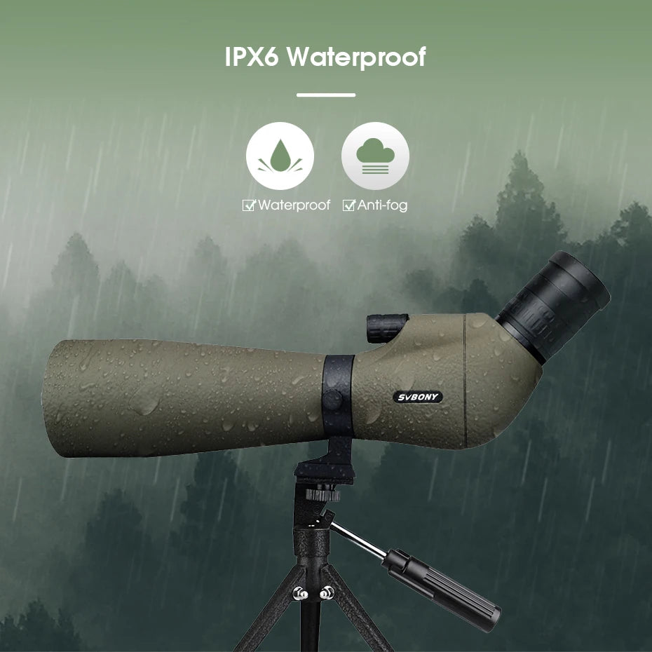 Svbony SV401 20-60x80 Spotting Scope BK7 Silver + MC Prism IPX6 Waterproof spyglass with Tripod Camping Equipment