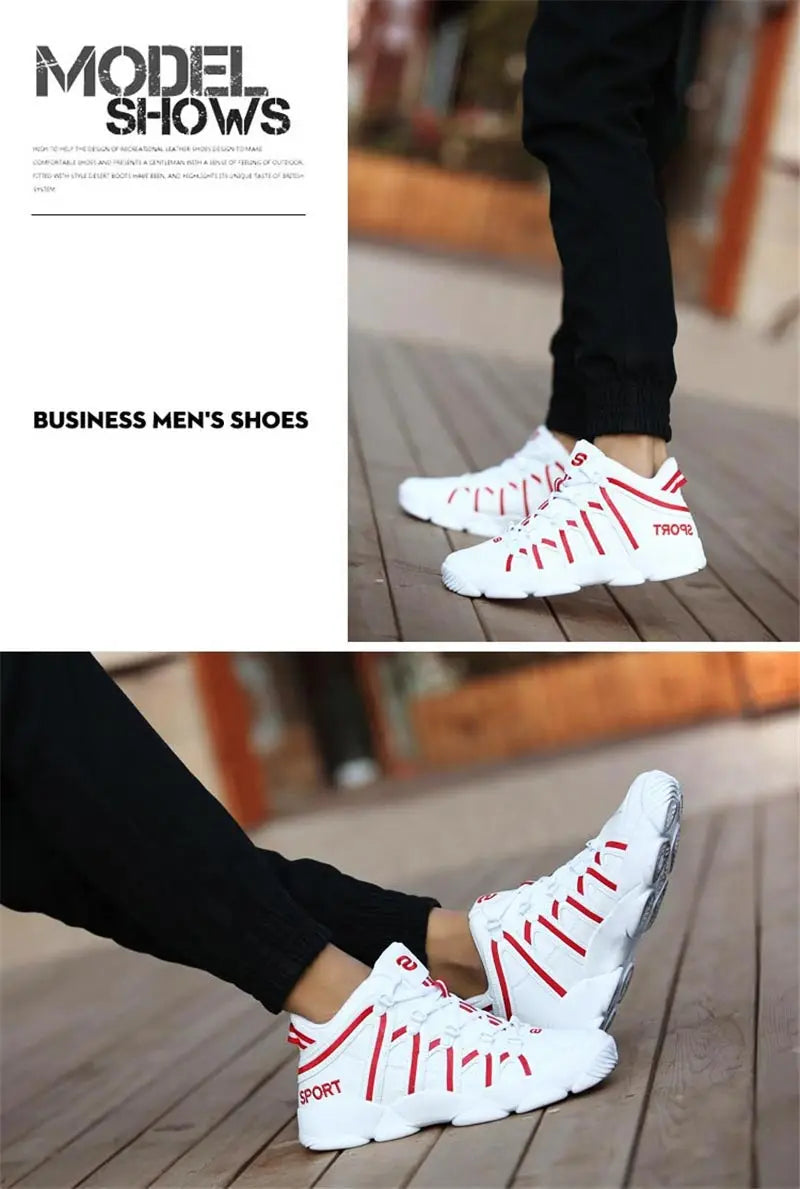 Large Size PU Leather Men's Running Shoes Men's White Sports Shoes Women Sport Shoes for Men Sneakers Red Basket Walk GME-0105