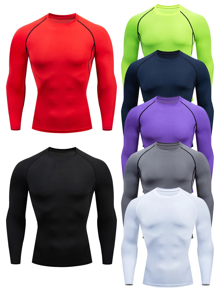 Plus Size Men Compression Sport T-Shirt Top Long Sleeve Gym Running Clothing Fitness Tight Sportswear Hiking Rashgard Sweatshirt