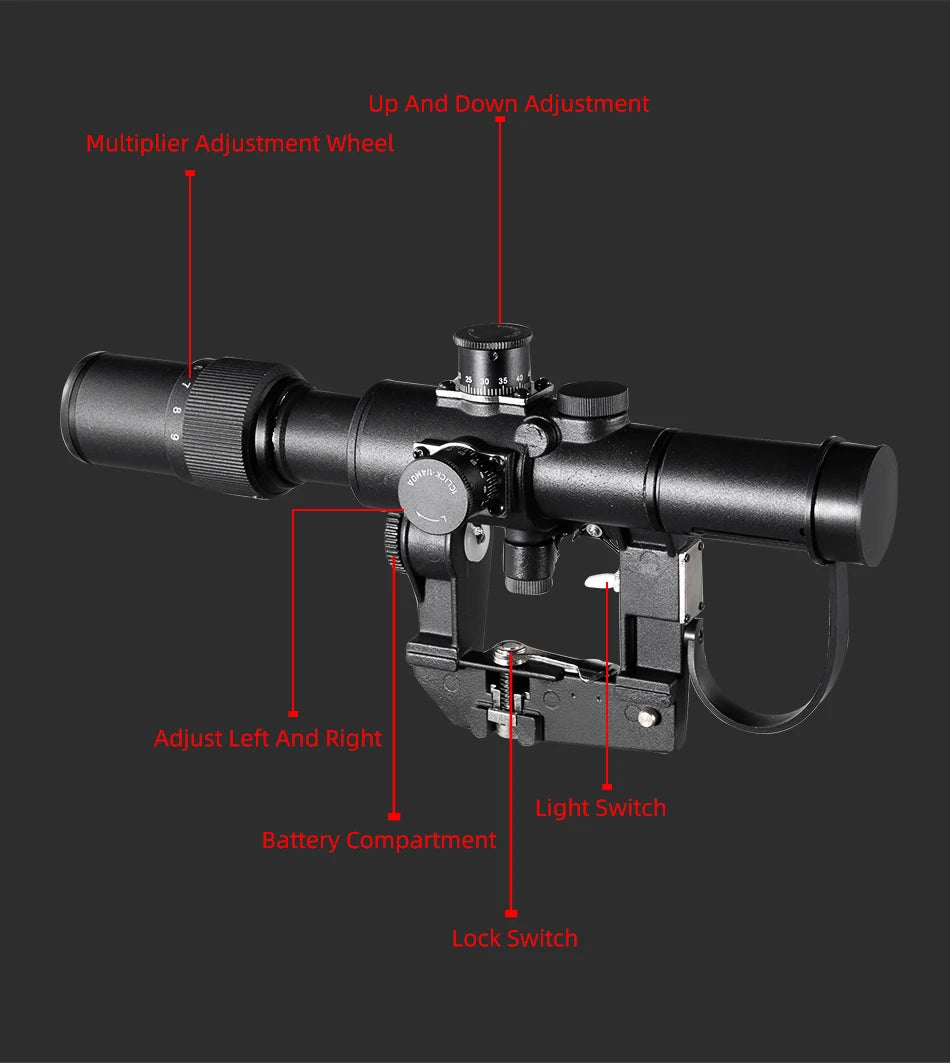 Dragunov Svd 3-9X26 Scope Tactical Rifle Scope Red Illuminated Optical Sight  Ak Airsoft Spotting Scope for Rifle Hunting