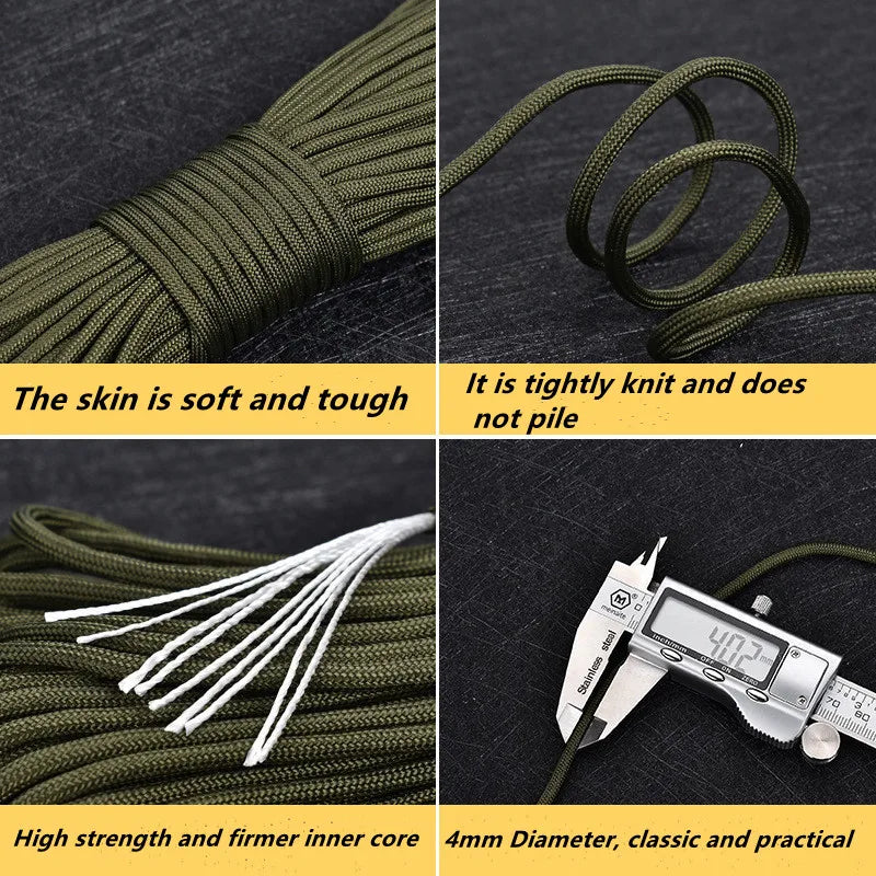 Standard Dia.4mm 9 stand Cores Paracord for Survival Parachute Cord Lanyard Camping Climbing Camping Rope Hiking Clothesline