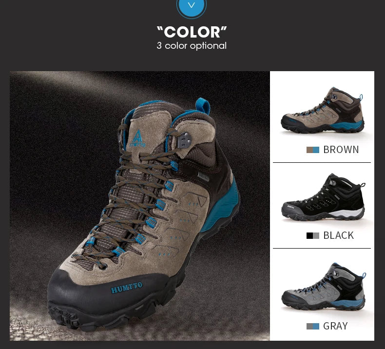 HUMTTO Waterproof Hiking Shoes Men's Outdoor Sneakers for Men 2021 Leather Women Winter Woman Climbing Trekking Sport Man Boots