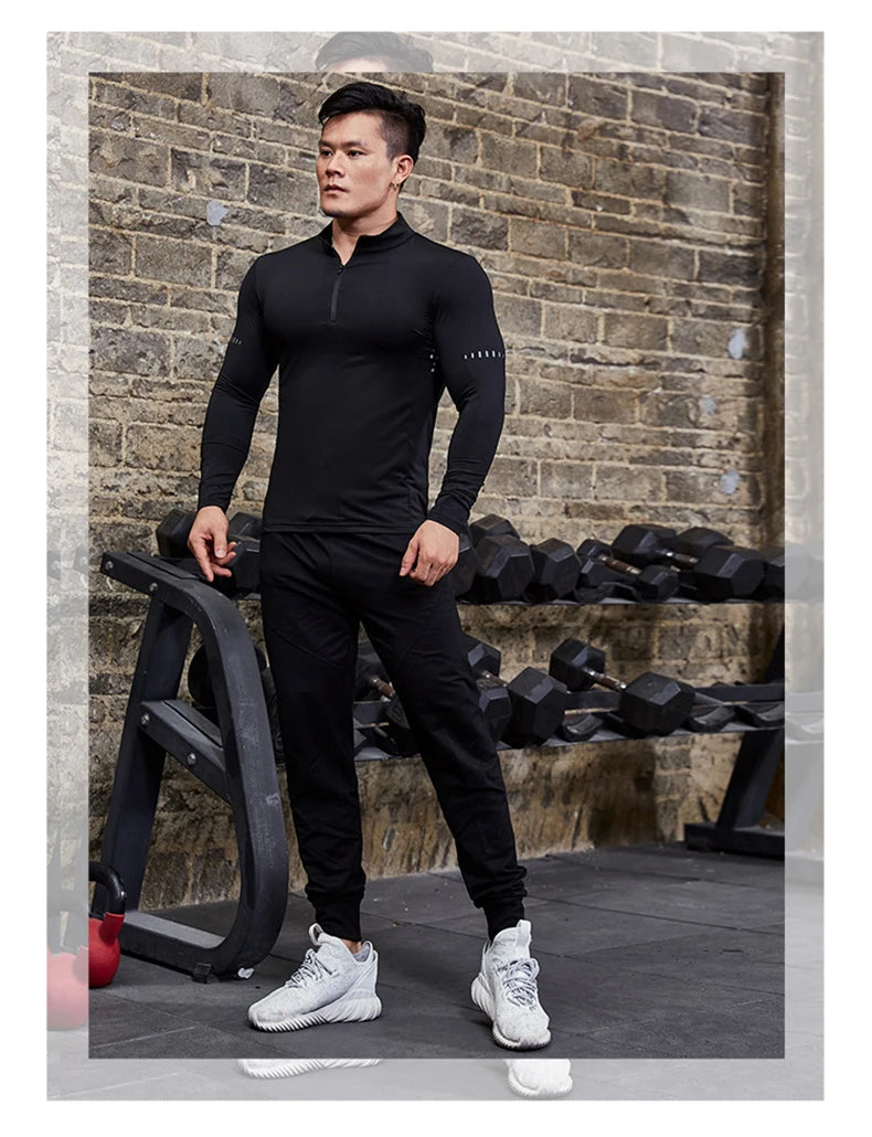 Plus Size Men Compression Sport T-Shirt Top Long Sleeve Gym Running Clothing Fitness Tight Sportswear Hiking Rashgard Sweatshirt