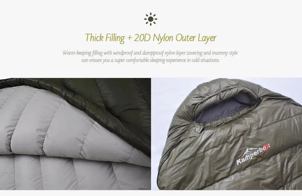 Kamperbox Cold Temperature Winter Sleeping Bag Down Sleeping Bag Winter Camping Sleeping Bag Double