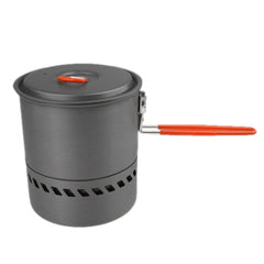 1.5L Camping Heat Exchanger Pot Outdoor Portable Cookware Picnic Quick Heating Kettle Folding Handle Pot 1-2 Person