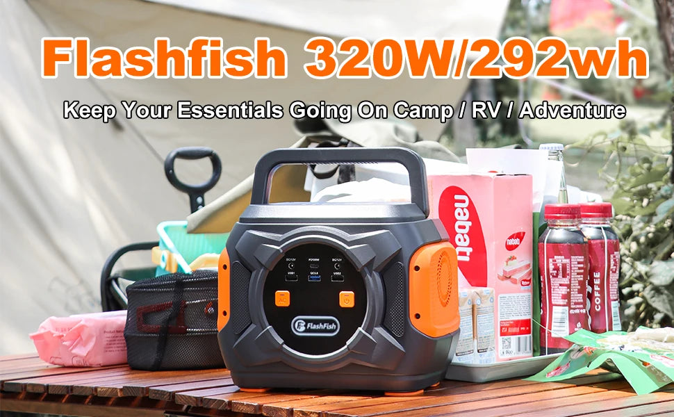 FF Flashfish Portable Power Station 151Wh Backup Battery 230V 200W Pure Sine Wave AC Solar Generator Outdoor Camping Travel RV