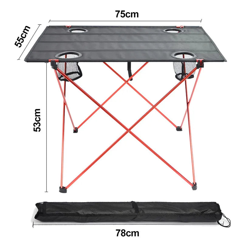 All Aluminum Alloy Folding Tables and Chairs Outdoor Picnic Table Set Ultra-light Casual Barbecue Camping Table Portable