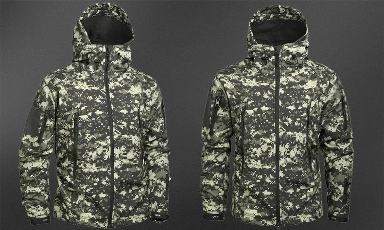 Hiking Jackets Men Camouflage Tactical Jacket Autumn Winter Shark Skin Soft Shell Waterproof Jacket Windbreaker