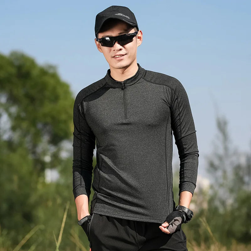 Men Quick Dry T-shirt Long Sleeve Sport Top Sportswear Male Fitness Outdoor Running Mountaineer Trekking Clothing Training Shirt