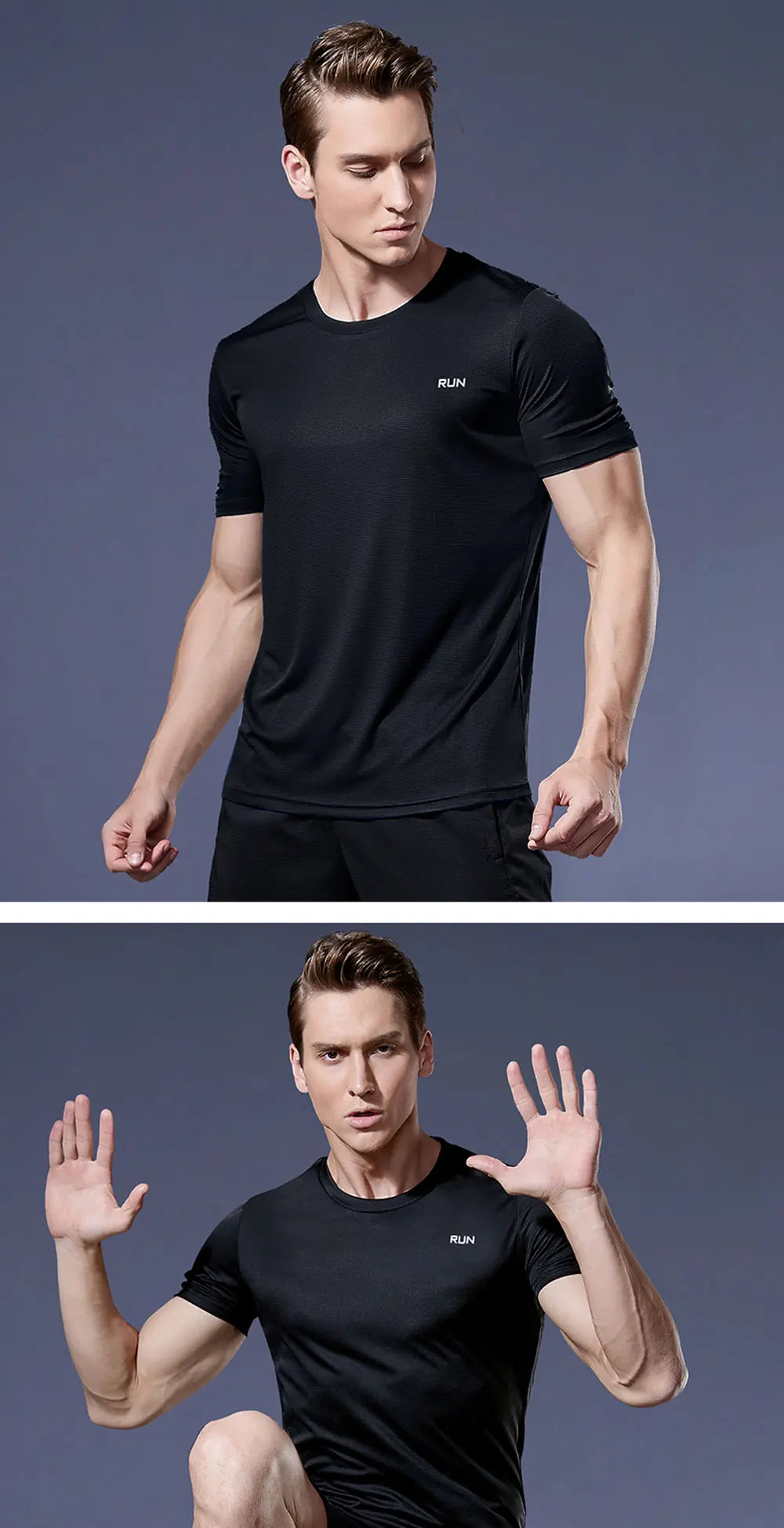 Black Compression Men T-shirts workout Sports Running T-shirt Short Sleeve Quick Dry Tshirt Fitness Exercise Gym Clothing