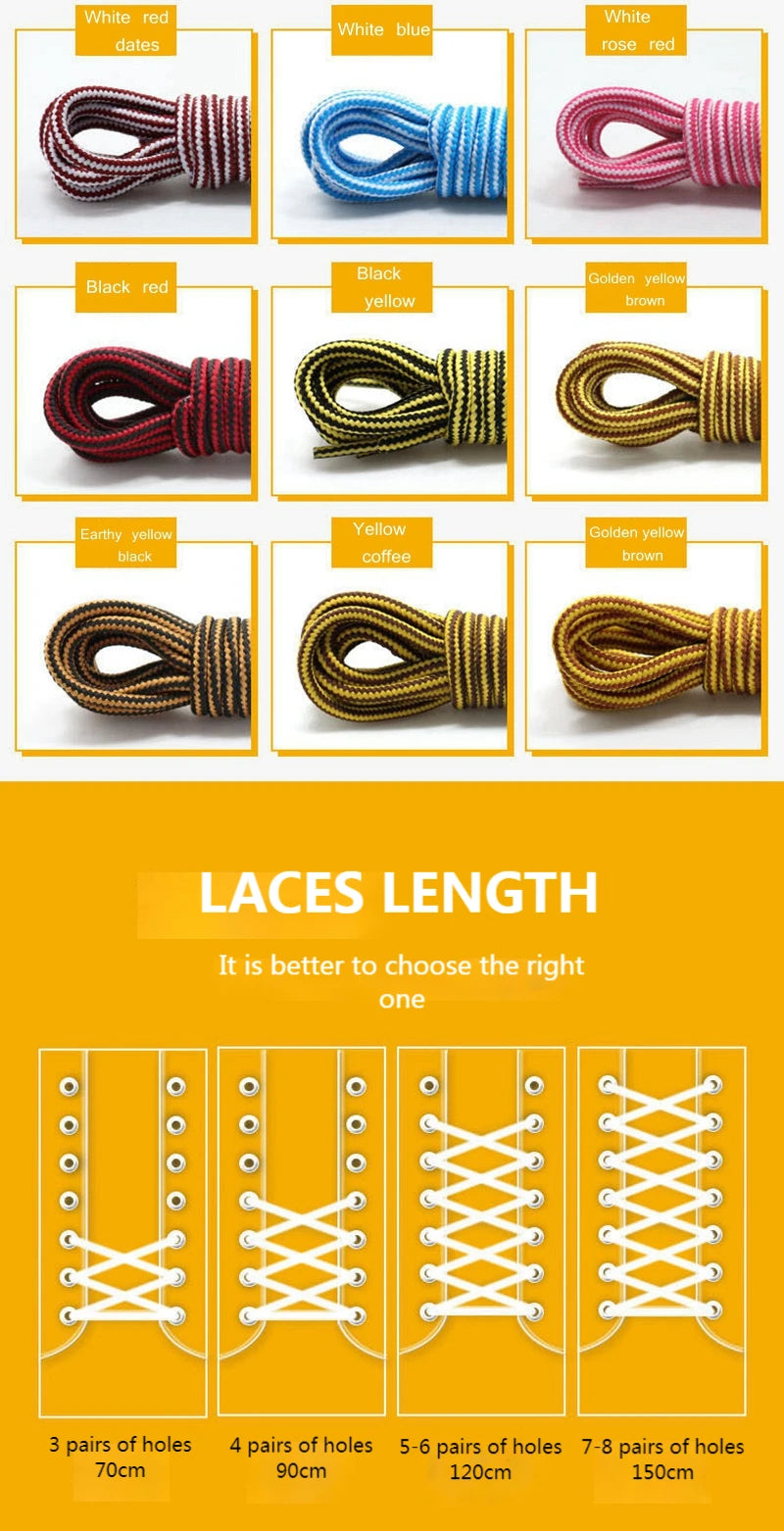 1Pair Round Shoe Laces For Sneakers Striped Double Color Fashion Shoelaces Outdoor Hiking And Leisure Sports Shoelace Shoestring