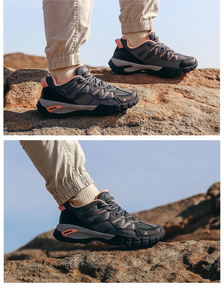 HUMTTO Trekking Tourism Sneakers Men Women Leather Hiking Shoes Mens Profession Breathable Athletic Outdoor Climbing Boots Man