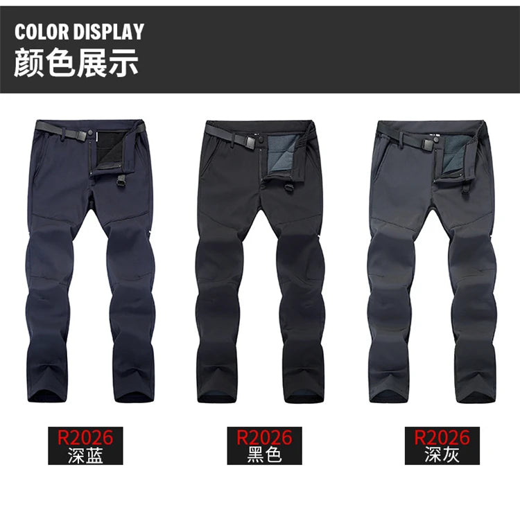 Winter Thicken Fleece Thremal Hiking Pants Men Softshell Trousers Kids Boy Outdoor Waterproof Trekking Skiing Clothing Customize