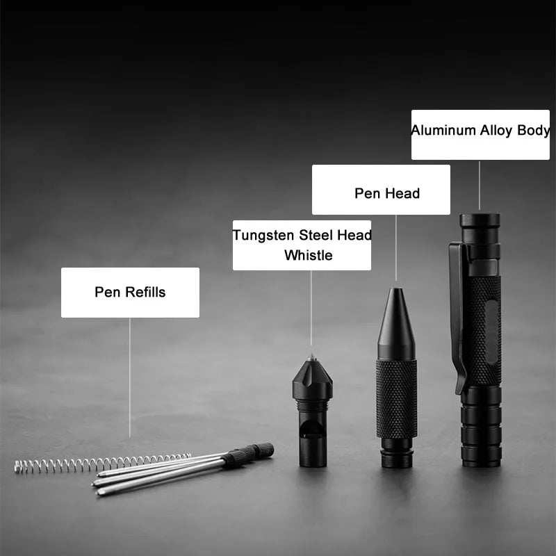 Multi Function Portable Tactical Pen Self Defense EDC Tool Emergency Whistle Window Breaker For Outdoor Camp Hiking Car Survival