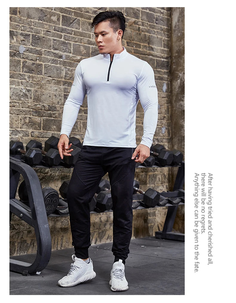 Plus Size Men Compression Sport T-Shirt Top Long Sleeve Gym Running Clothing Fitness Tight Sportswear Hiking Rashgard Sweatshirt