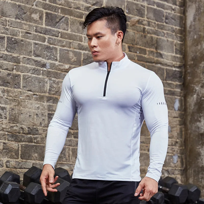 Plus Size Men Compression Sport T-Shirt Top Long Sleeve Gym Running Clothing Fitness Tight Sportswear Hiking Rashgard Sweatshirt