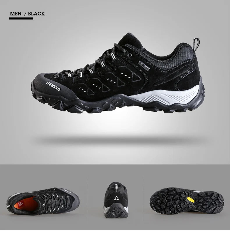 HUMTTO Men's Hiking Shoes Outdoor Mountains Trekking Leather Shoes Breathable Lace-up Shock Absorbing Sneakers Women Couple