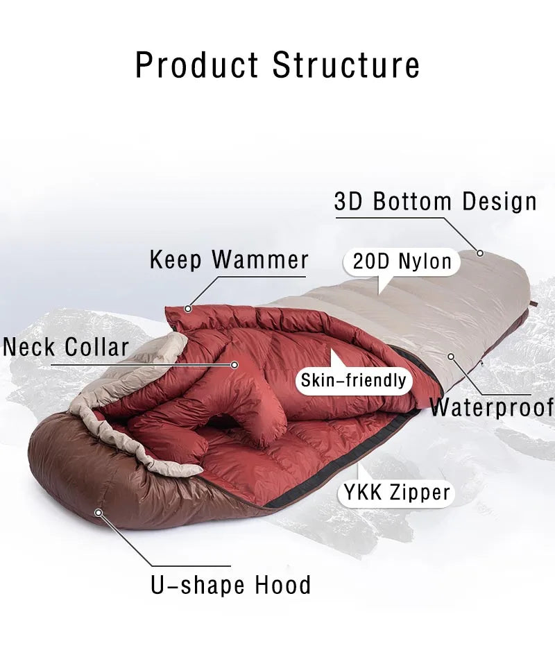 Naturehike Camping Sleeping Bags Snowbird Mummy Sleeping Bag All Season Waterproof Sleeping Bag Duck Down Winter Sleeping Bag