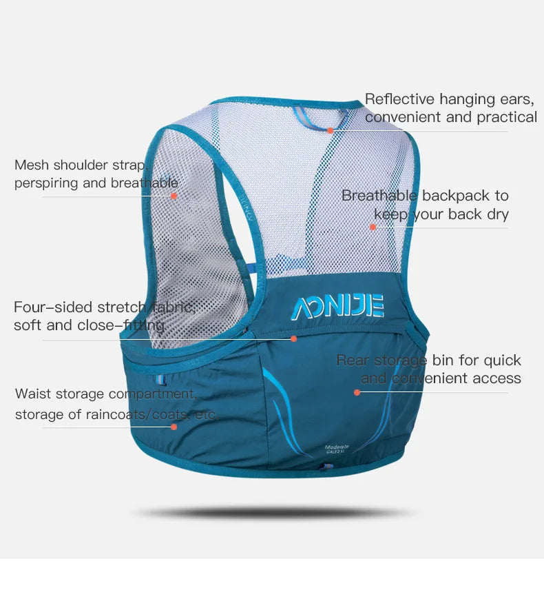 AONIJIE C932S 2.5L Portable Hydration Pack Running Backpack Rucksack Bag Vest Harness For Hiking Camping Marathon Race Climbing