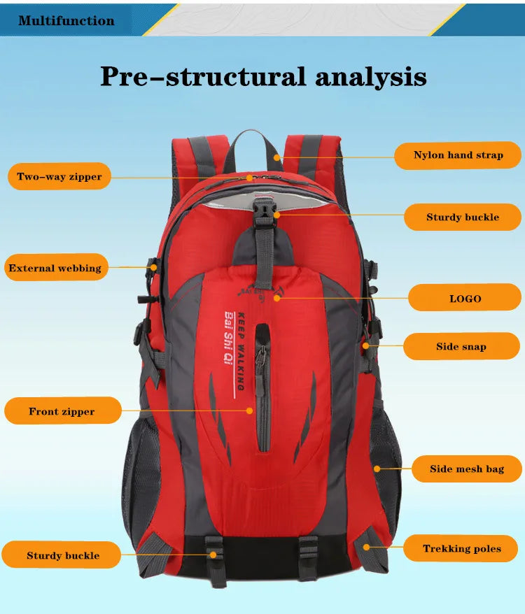 30L Men Women Outdoor Fishing Bags Waterproof Travel Trekking Backpack Climbing Hiking Camping Rucksack Tactical Sports Bags