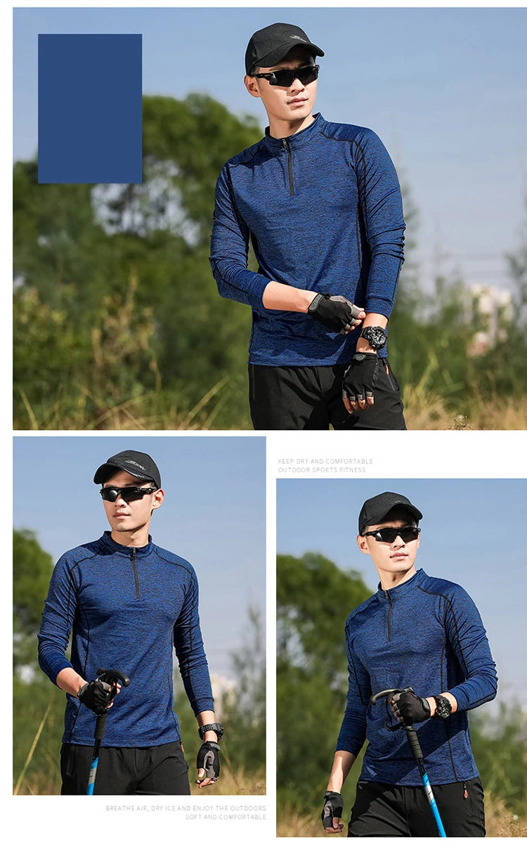 Men Quick Dry T-shirt Long Sleeve Sport Top Sportswear Male Fitness Outdoor Running Mountaineer Trekking Clothing Training Shirt