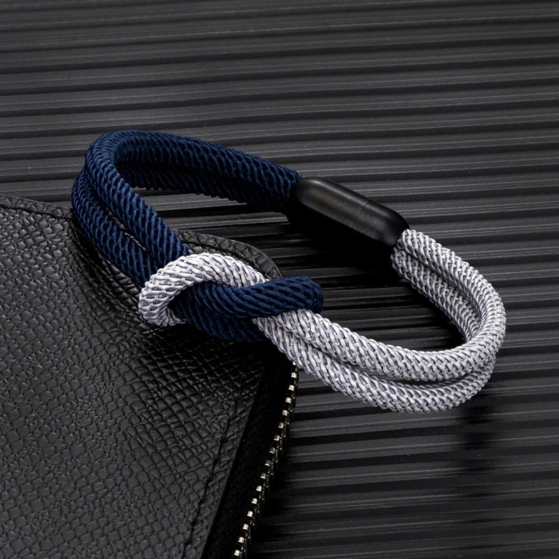 Stylish Two -Toned bondage Rope Square Knot Bracelet Men Women outdoor adventure climbing surf Bracelet With Black 316L Magnet