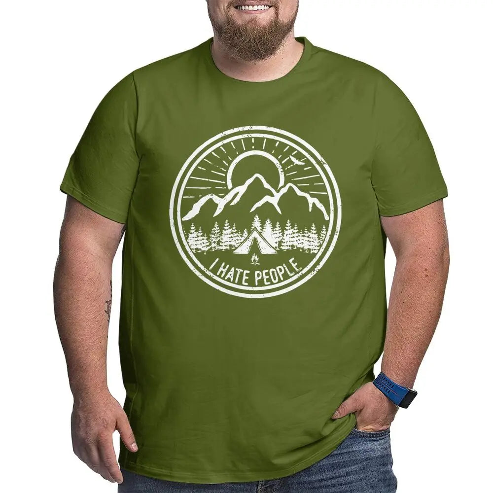 Camping I Hate People T Shirt Camping Lovers Mountain Climbing Hiking T-Shirts Men Big Tall Tees Oversized 4XL 5XL 6XL Clothing