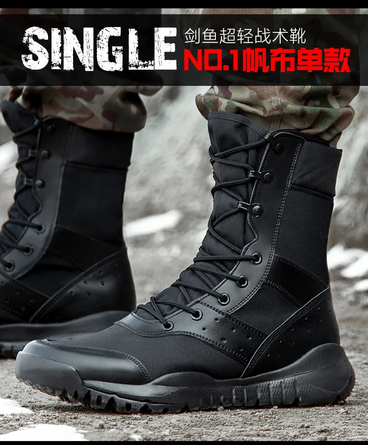 Summer Combat Boot Men Women Climbing Training Lightweight Waterproof Tactical Boots Outdoor Hiking Breathable Mesh Shoes