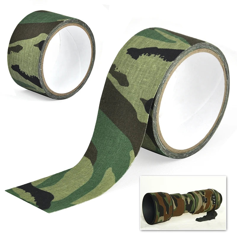 5M Outdoor Camouflage Tape WRAP Hunting Waterproof Self Adhesive Camo Tape Stealth Bandage 0.05m x 5m /2inchx196inch