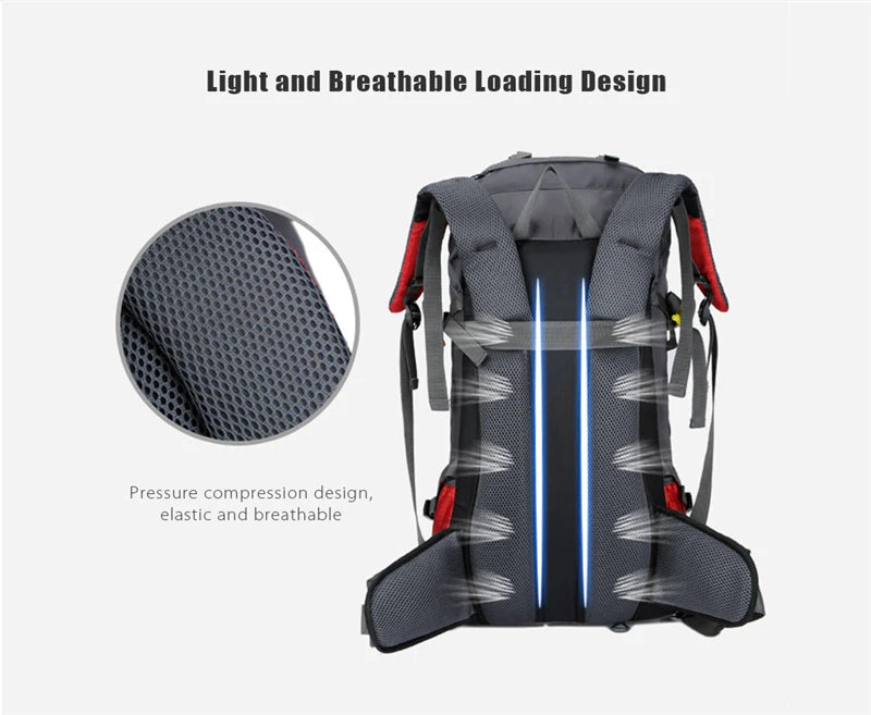 2024 New 60L Outdoor Backpack Camping Climbing Bag Waterproof Mountaineering Hiking Backpacks Molle Sport Bag Climbing Rucksack