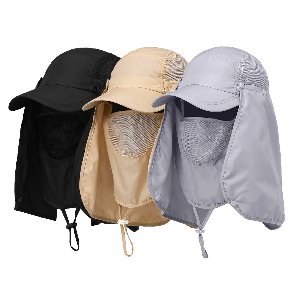 Fishing Clothings Outdoor Hunting Hat Hiking Visor Hat UV Protection Face Neck Cover Fishing Sun Cap Mountain Climbing Sun