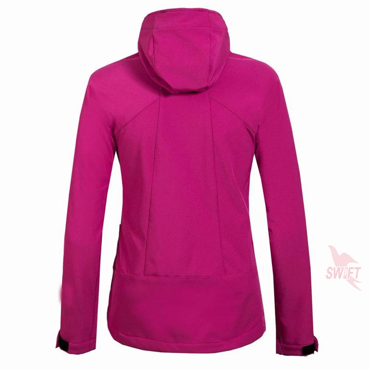 Customize LOGO Warm Fleece Softshell Jacket Women Outdoor Trekking Fishing Hiking Clothing Windproof Waterproof Ski Hooded Coat