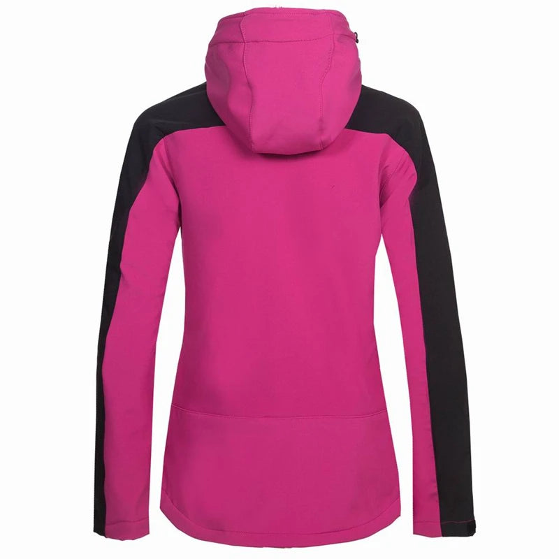 Customize LOGO Thermal Fleece Waterproof Hoodies Softshell Jacket Women Windproof Outdoor Hiking Camping Trekking Clothing