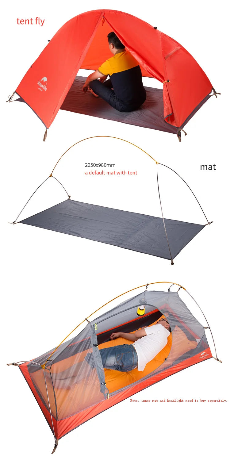 Naturehike Cycling Tent 1 Person Ultralight Backpacking Tent Double Layer Fishing Beach Tent Outdoor Travel Hiking Camping Tent