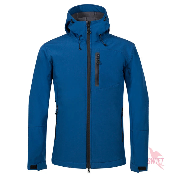 Customize LOGO Softshell Jacket Men Hooded Waterproof Thermal Fleece Outdoor Hiking Clothing Skiing Trekking Camping Ski Clothes