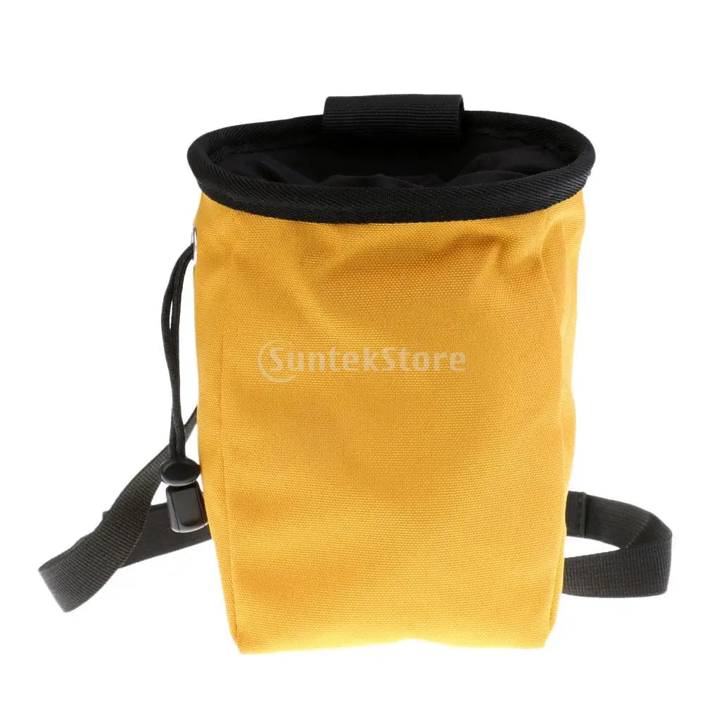 Outdoor Chalk Bag for Bouldering Rock Climbing Weight Lifting Gymnastics Gym with Rear Zip & Drawstring Closure & Waist Belt