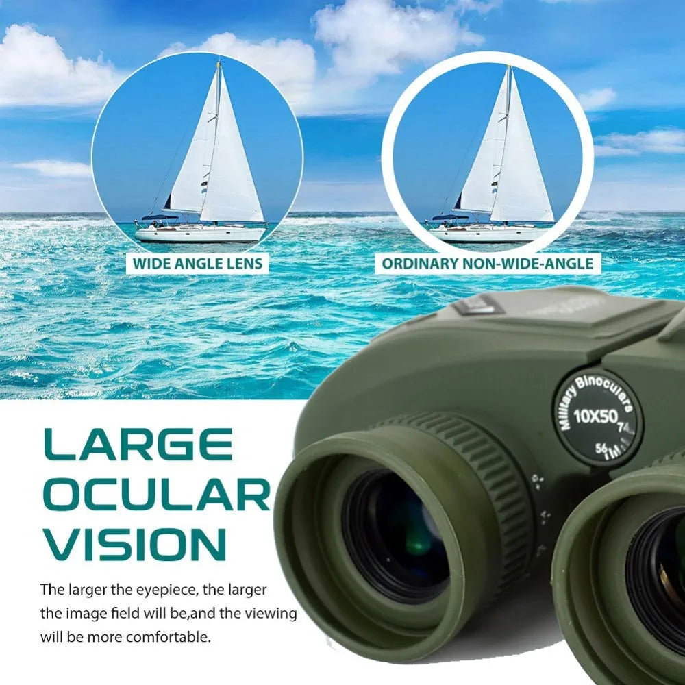 10X50 Optics Military Binocular Telescope Waterproof Shockproof Spotting Scope with Compass for Camping Travel Hunting Boshiren