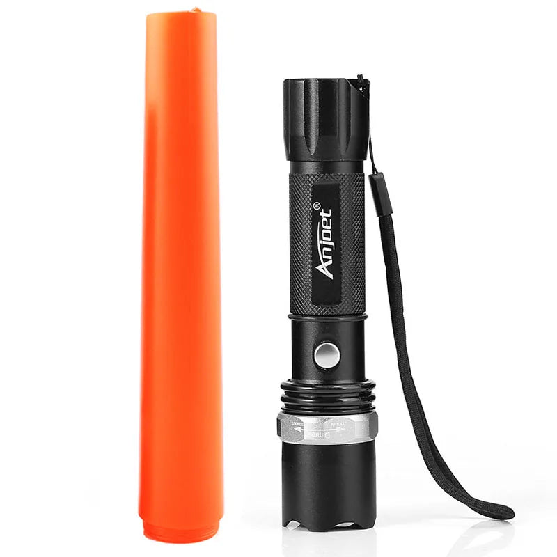 Directing traffic T6 Q5 1000Lm focus adjustable 3-modes led flashlight with traffic wand outdoor camping lantern torch 18650 AAA