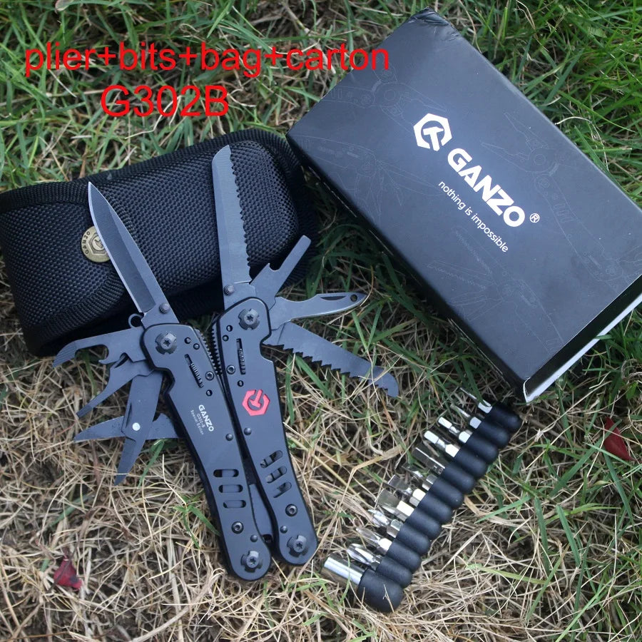 Ganzo Knife G302B Multi Tool Plier Bits EDC Survival Multitools Pliers 26 in 1 Outdoor Multifunction folding knives  Camping