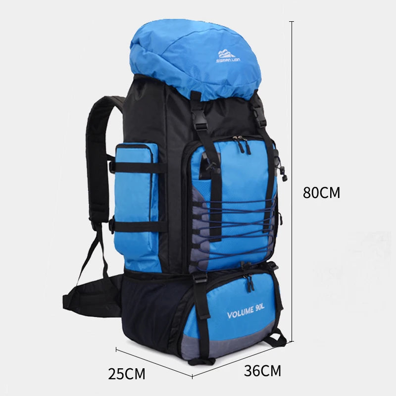 Large 90L Travel Bag Camping Backpack Hiking Army Climbing Bags Mountaineering  Sport Bag Outdoor Shoulder Rucksack Men Women