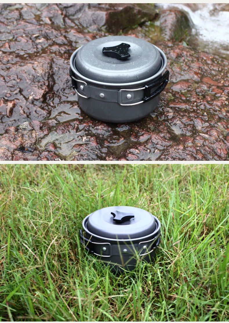 1 Person Ultralight Outdoor Camping Cookware Single Cooking Pot Utensils for Hiking Picnic Backpacking Tableware Pot