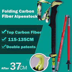 Pioneer Carbon Fiber Walking Sticks Folding Trekking Poles Ultralight Alpenstocks For Outdoor Camping Hiking Trail Running