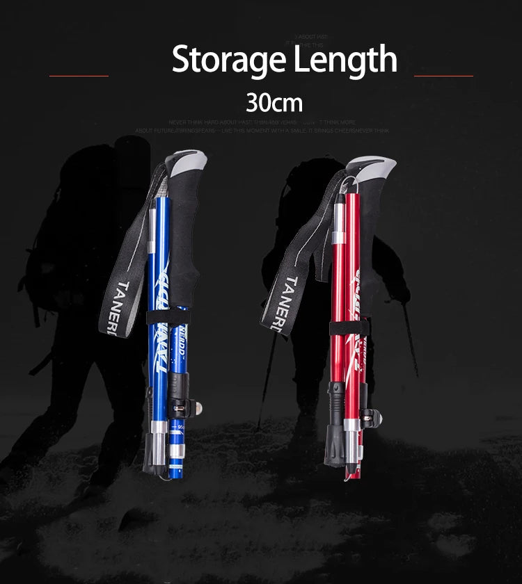 5-Section Outdoor Fold Trekking Pole Camping Portable Walking Hiking Stick For Nordic Elderly Telescopic Club Easy Put Into Bag