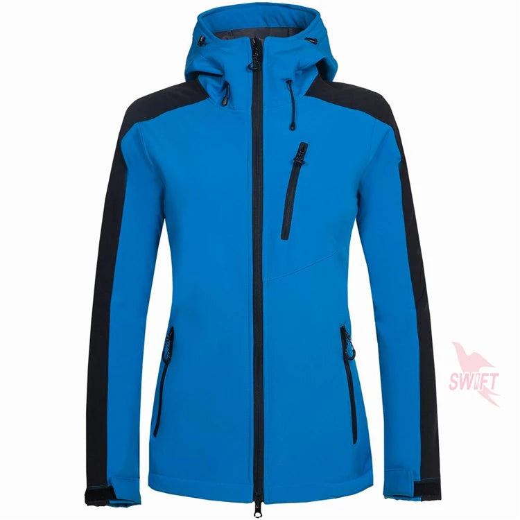 Customize LOGO Thermal Fleece Waterproof Hoodies Softshell Jacket Women Windproof Outdoor Hiking Camping Trekking Clothing