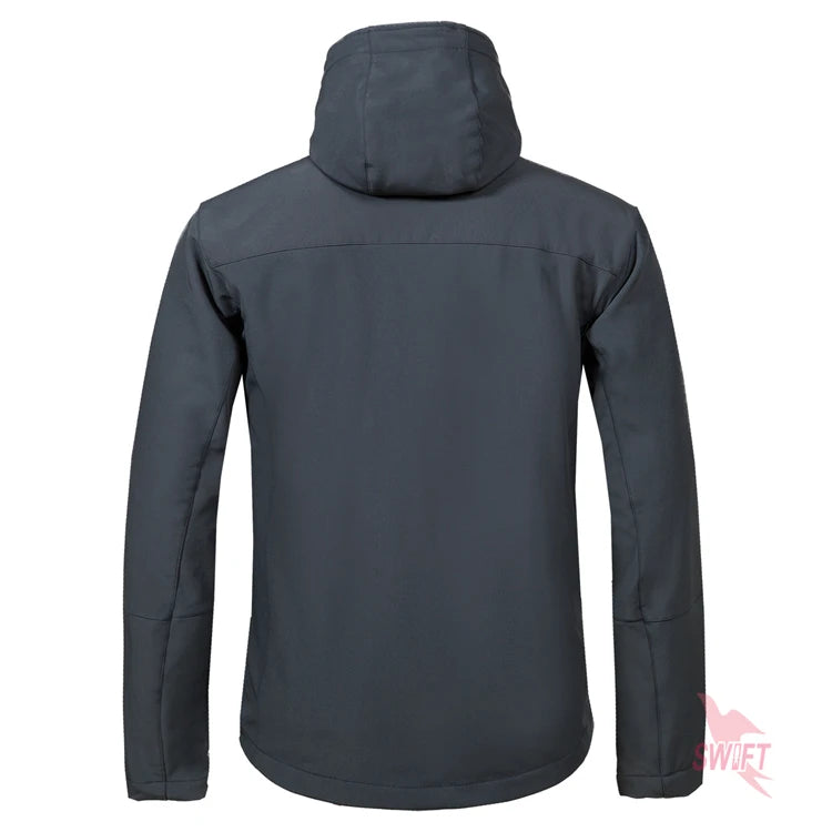 Customize LOGO Softshell Jacket Men Hooded Waterproof Thermal Fleece Outdoor Hiking Clothing Skiing Trekking Camping Ski Clothes