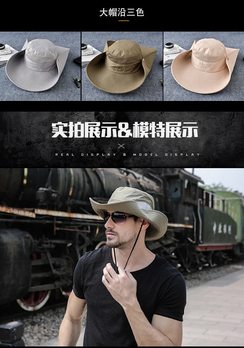 Men's Summer Fisherman Hat Outdoor Sunscreen Camouflage Helmet Sun Hat Men's Beach Mountaineering Fishing Cap  B-8284