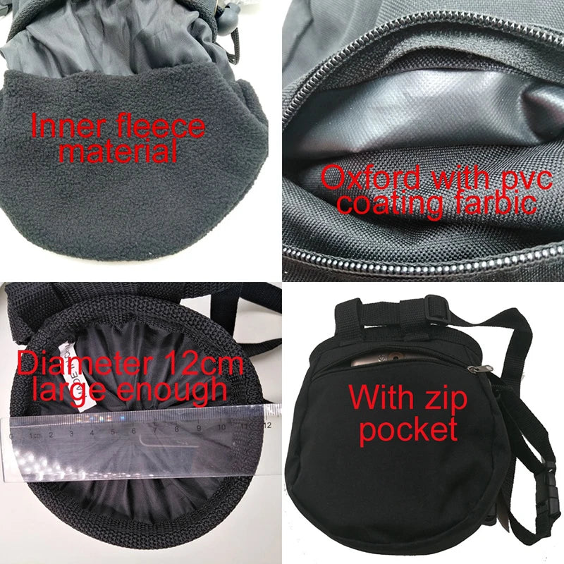 Rock Climbing Chalk Bag with Belt and Zipper Pocket for Fitness GYM Weight Lifting Hunting Bouldering Magnesia Sack Black Color