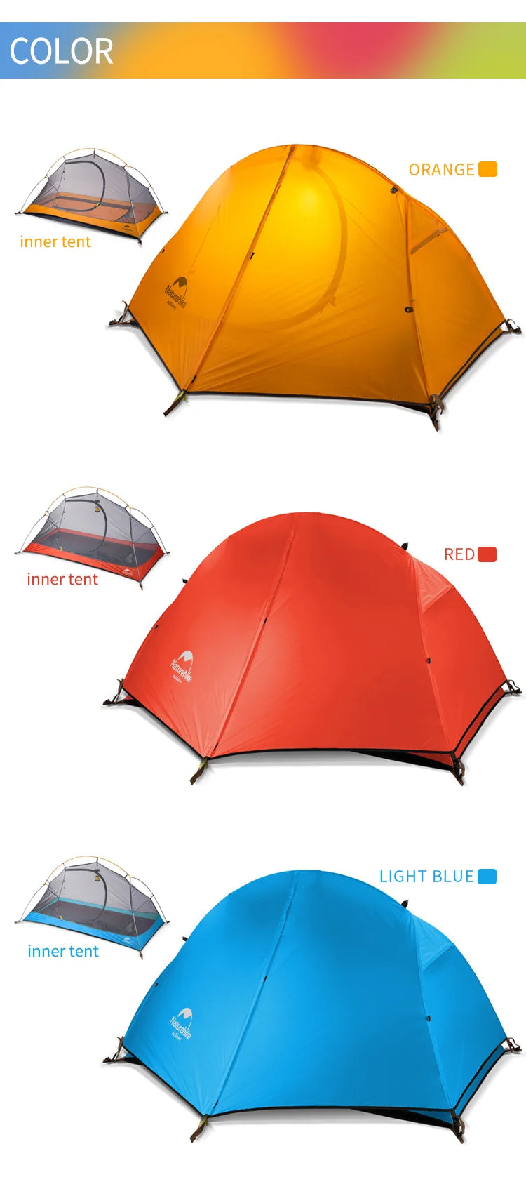 Naturehike Cycling Tent 1 Person Ultralight Backpacking Tent Double Layer Fishing Beach Tent Outdoor Travel Hiking Camping Tent