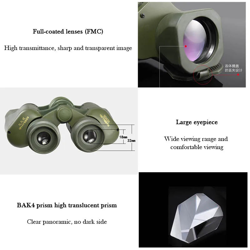 Professional Binoculars 50x50 60x60 80x80 Long Range Telescope 10000M HD Military BAK4 Prism Spotting Scope Big Eyepiece Hunting