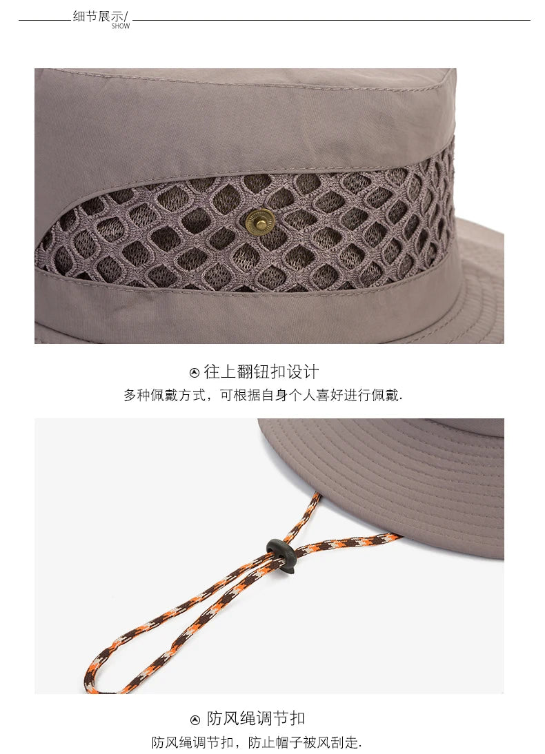 Men's Fishing Sun Hat Wide Brim Mountaineering Sun Hat Summer Outdoor Helmet Sun Cap  Fisherman's Hat B-8272